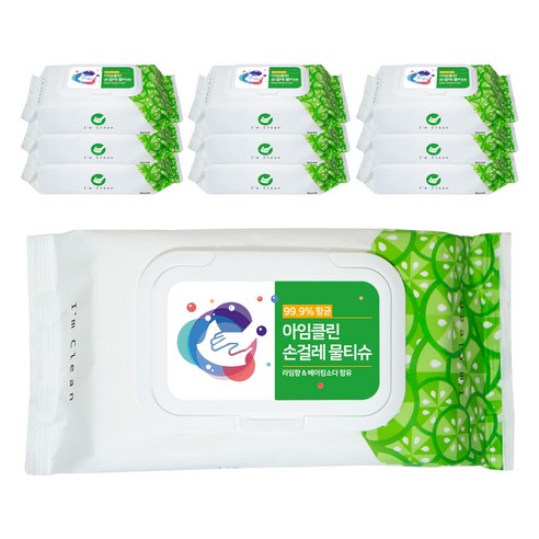 아임클린 손걸레 물티슈 캡형 80p, 500g, 10개
