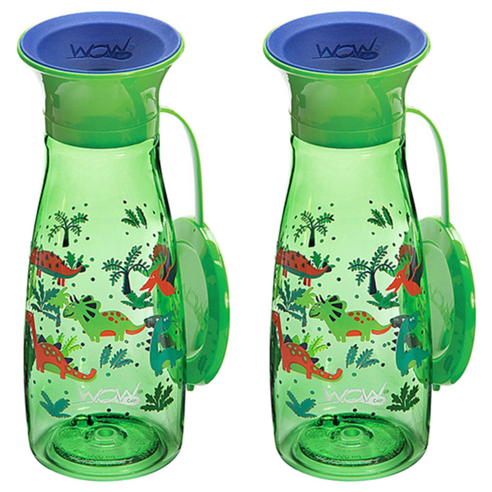 와우컵 트라이탄 팝 350ml, 그린 다이노소어, 2개