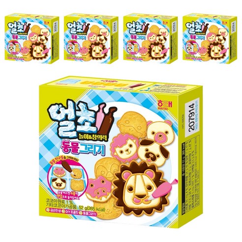 해태제과 얼초 놀이 앤 창의력 동물 그리기 세트, 단품, 5개