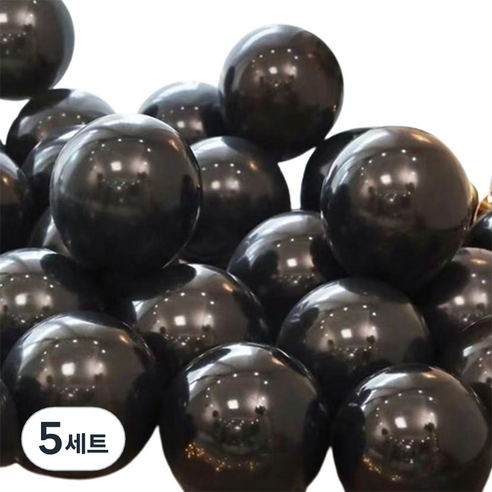 뷰라뷰 파티풍선 50p + 공기펌프 + 10m 리본 세트, 20 블랙(랜덤발송), 5세트