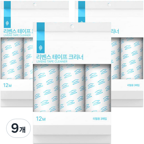 자우버탁 사선컷팅 돌돌이 테이프 클리너 리필 3p, 9개