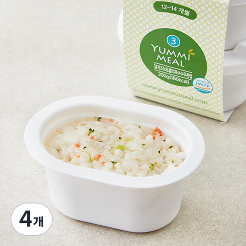 얌이밀 이유식 닭치즈 브로 콜리 옥수수 무른밥, 200g, 4개