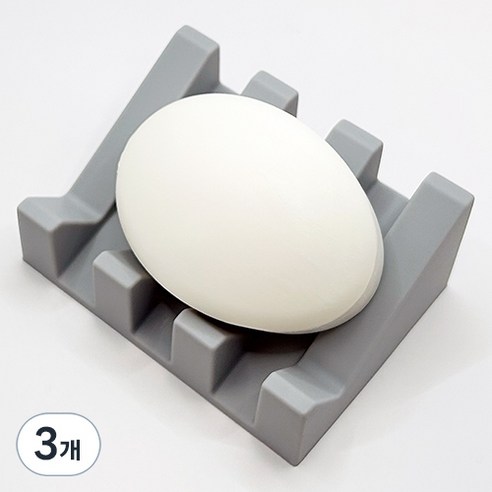 바코젤 논슬립 실리콘 비누받침, 라이트 그레이, 3개