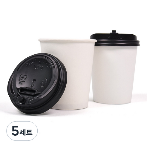 종이컵 300ml + 블랙 개폐 리드, 100개, 5세트