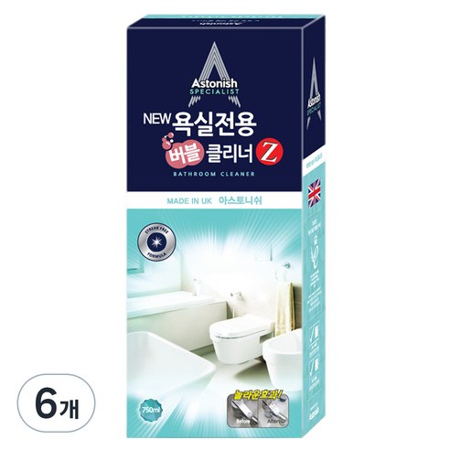 아스토니쉬 뉴 욕실 전용 버블 클리너 Z, 750ml, 6개