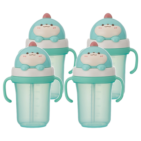 에디슨 프렌즈 흘림방지 입체 빨대컵2 300ml, 공룡, 4개