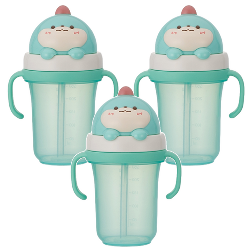 에디슨 프렌즈 흘림방지 입체 빨대컵2 300ml, 공룡, 3개