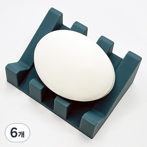 바코젤 논슬립 실리콘 비누받침, 블루 그린, 6개