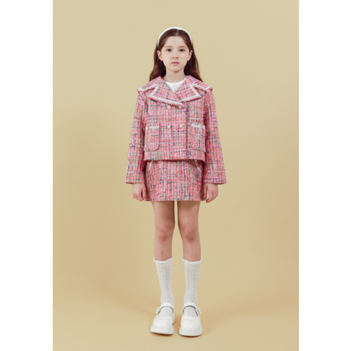 세련됨, 편안함, 안전성이 결합된 소녀용 트위드 자켓