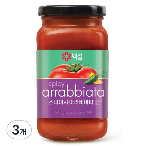 백설 스파이시 아라비아따 파스타소스, 365g, 3개