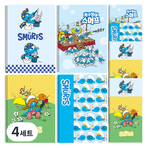 영아트 스머프 8칸국어 스프링노트 10p세트, 혼합색상, 4세트