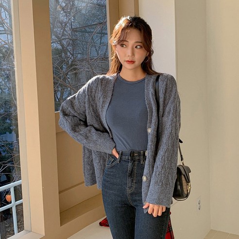 엔비룩 여성용 썬데이 꽈배기 가디건