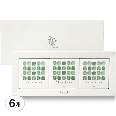 권도영알로에 A4ME 민감성 알로에 비누 선물세트, 100g, 6개