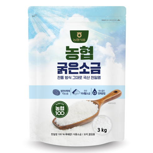 농협100 천일염 굵은소금, 3kg, 1개
