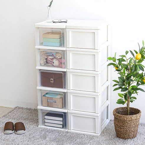 아이리스 화이트 슬림 5단 서랍장 S305