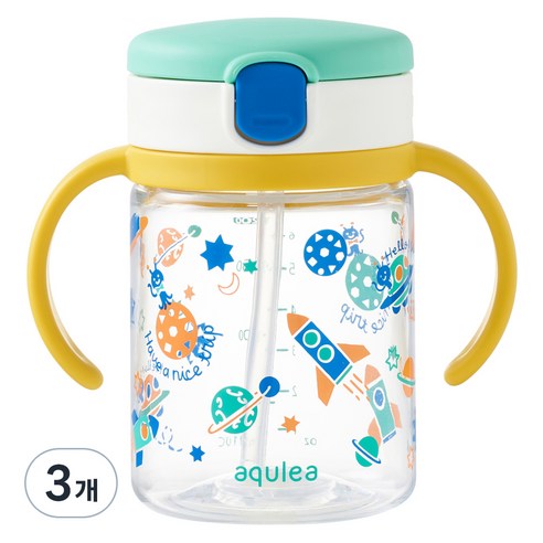 릿첼 AQ 빨대컵 십자형 타입 200ml, 3개, 그린