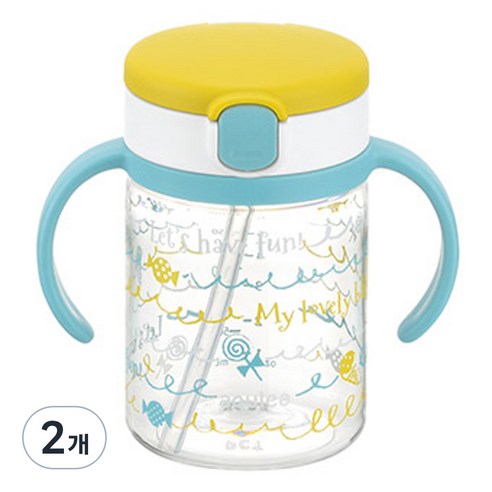 릿첼 AQ 빨대컵 200ml, 2개, 옐로우