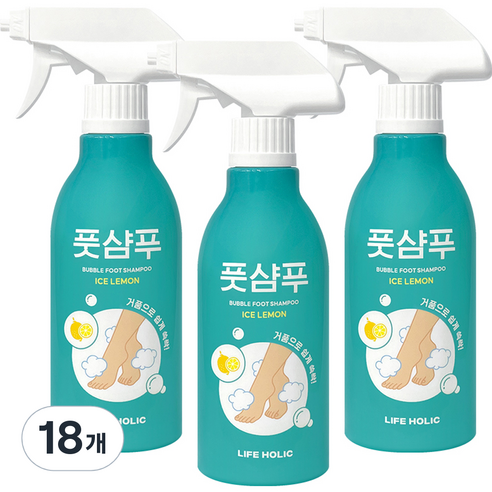 라이프홀릭 버블 풋샴푸 아이스 레몬 400ml, 1개입, 18개