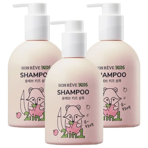 쏭레브 키즈 샴푸 2 in 1 피치코코향, 300ml, 3개