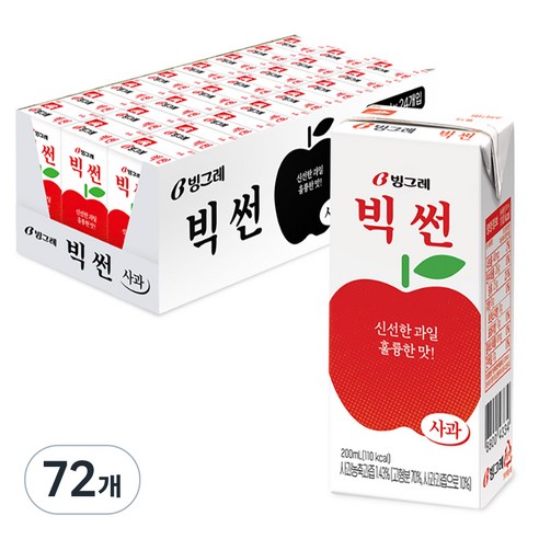 빙그레 빅썬 사과 주스, 200ml, 72개