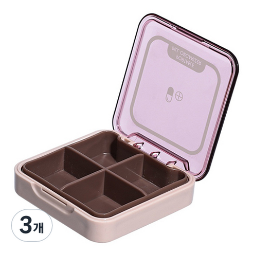 아온텐 투명 알약 케이스 핑크, 3개