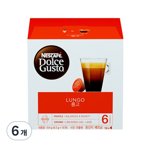 돌체구스토 룽고 캡슐커피, 6.5g, 16개, 6개