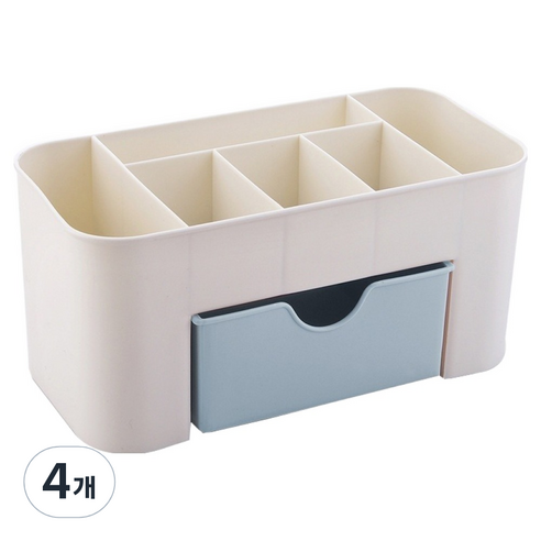 덴빌리어 다용도 책상정리 수납함 19 x 9.5 x 10 cm, 블루, 4개