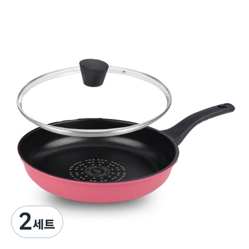 키친아트 프리미엄 파스텔 후라이팬 + 유리 뚜껑 세트, 28cm, 2세트