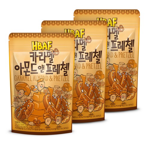 HBAF 카라멜아몬드 앤 프레첼, 210g, 3개