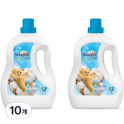 스너글 초고농축 섬유유연제 허거블 코튼 본품, 1.8L, 10개