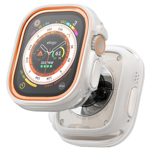 엘라고 애플워치 울트라 듀오 케이스 49mm, 반투명 + 오렌지