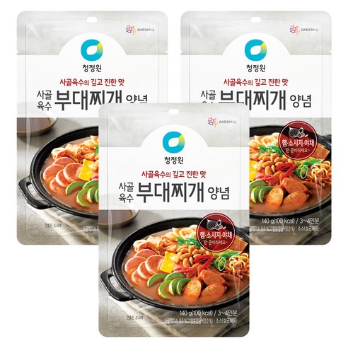 청정원 사골육수 부대찌개 양념, 140g, 3개