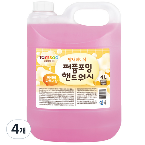 탐사베이직 퍼퓸포밍 핸드워시, 4L, 4개