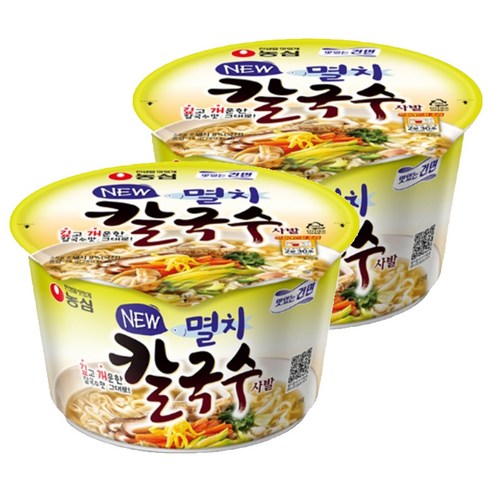 농심 멸치칼국수 사발 75g, 2개