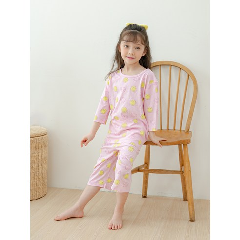 사랑스러운 우리 아이를 위한 포근하고 편안한 100% 순면 롤리트리 7부 쟈가드 내의 상하 세트