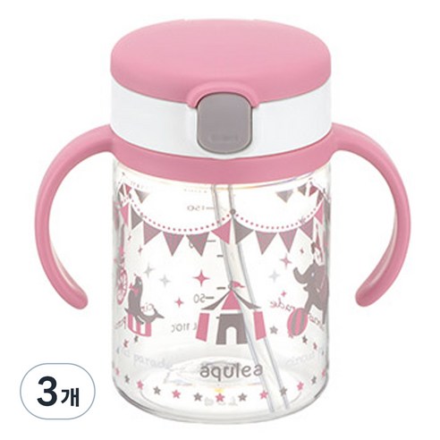 릿첼 AQ 빨대컵, 200ml, 핑크, 3개