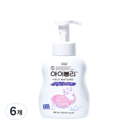 아이블리네이쳐 유아용 젖병 세정제 코코넛 레몬 혼합향, 500ml, 6개