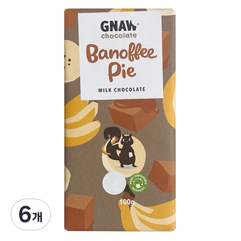 GNAW 밀크 초콜릿 바노피 파이 바, 100g, 6개