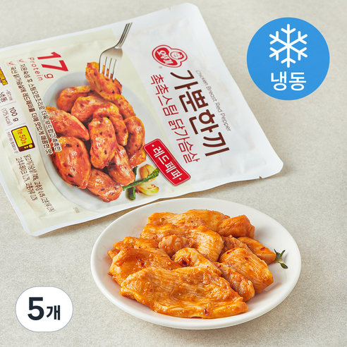 오뚜기 가뿐한끼 촉촉스팀 닭가슴살 레드페퍼 (냉동), 100g, 5개, 1개입