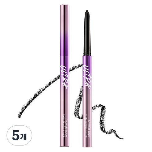 미샤 울트라 파워프루프 씬 펜슬 라이너 0.12g, 다크 블랙, 5개