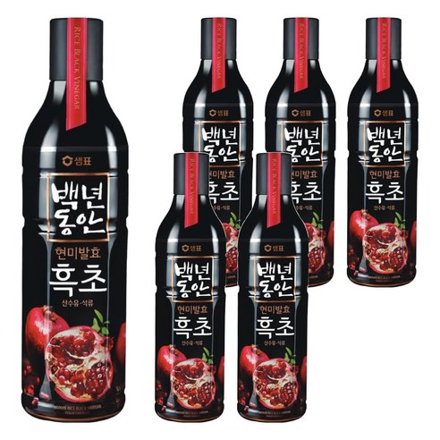 샘표 백년동안 현미발효 흑초 산수유 석류, 900ml, 6개