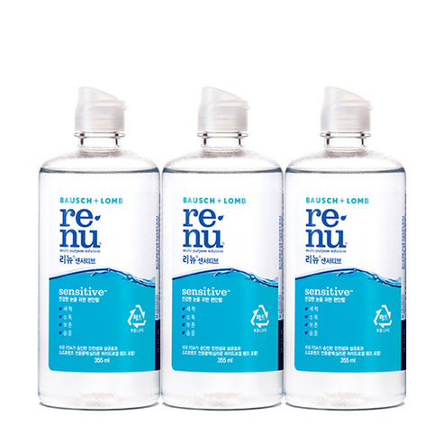 바슈롬 리뉴 센서티브 렌즈 세정액, 355ml, 3개
