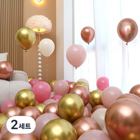 피앤비유니티 풍선 50p 세트 로즈골드, 15 로즈앤골드 더스티핑크 5색혼합, 2세트