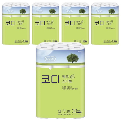 코디 3겹 에코 스마트 롤화장지, 22m, 30롤, 5개