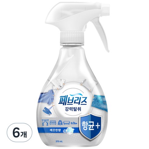페브리즈 플러스 섬유탈취제, 370ml, 6개, 깨끗한 향