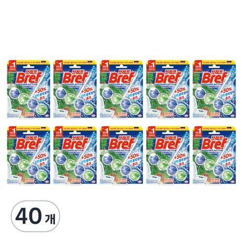 브레프 파워액티브 변기세정제 파인 포레스트향, 50g, 40개