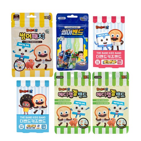 아텍스 브레드이발소 썸머패치18p + 겔밴드 18p x 2개 + 키즈밴드 표준형 16p + 혼합형 16p + 헬로카봇 썸머밴드 2p 세트, 6개