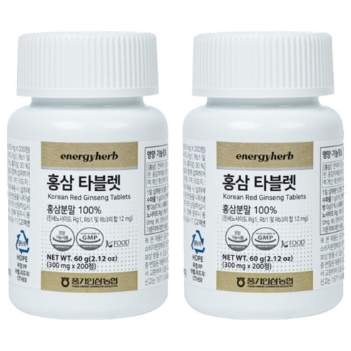 농협 에너지허브 홍삼 타블렛 60g, 2개, 200정