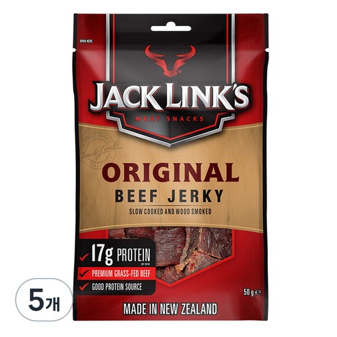 잭링크스 비프 져키 오리지널 육포, 50g, 5개