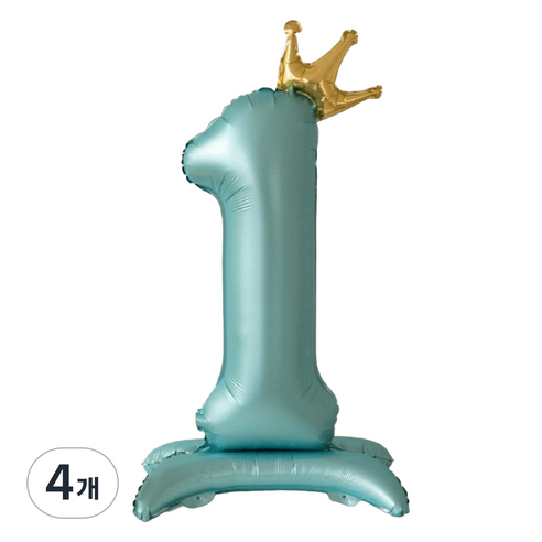 세컨드베스트 크라운 스탠딩 숫자 파티풍선 100cm, 블루 숫자 1, 4개